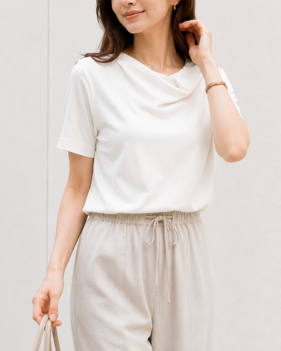 アシンメトリーネックカットソー