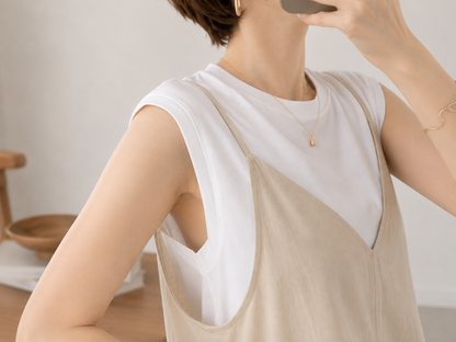 ストラップ調整 Vネック ワイドレッグ サロペット