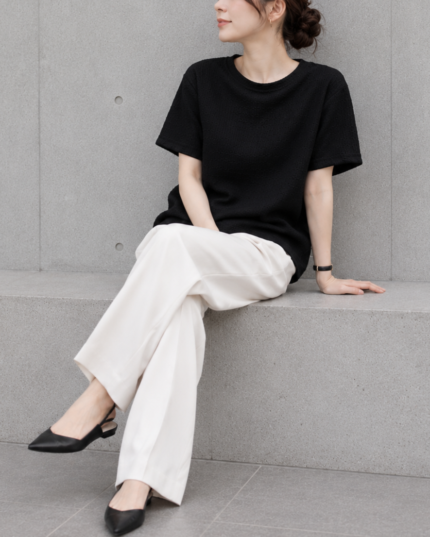 テクスチャー半袖Tシャツ