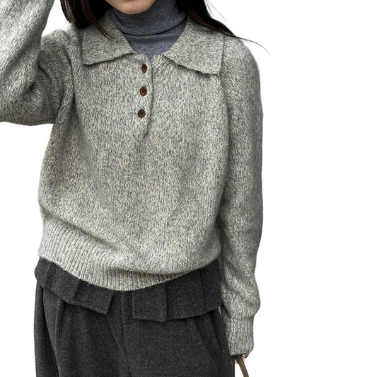 ファーカラーニット