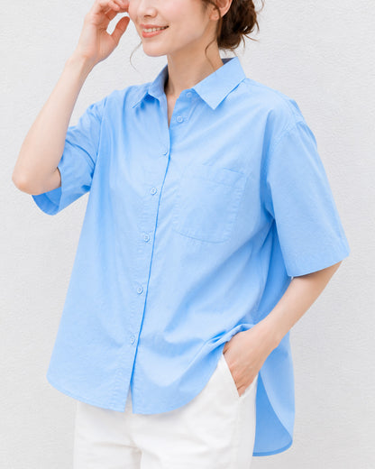 リネンタッチ半袖ブラウス