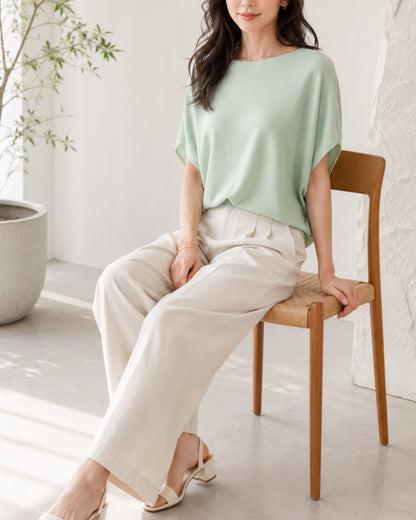 ドルマンスリーブリブニット